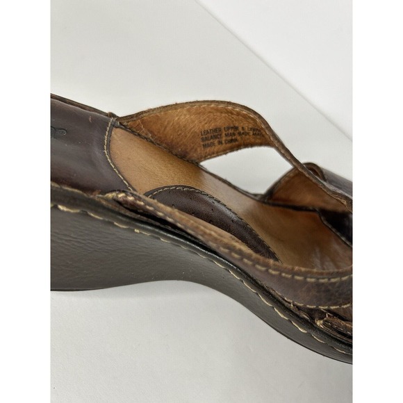 Born Sandals Brown Leather Open Toe Wedge Sandals Straps Size 9/40.5 - Picture 5 of 7